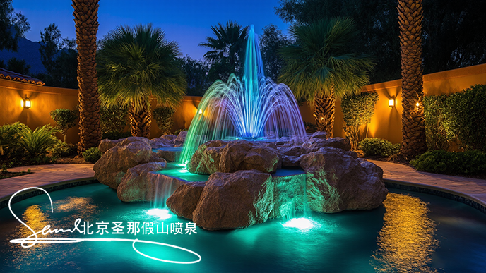 16x9_這是一處夜間的庭院水景景觀_畫面中心是一座以大塊仿真巖石打造的噴 (8).png